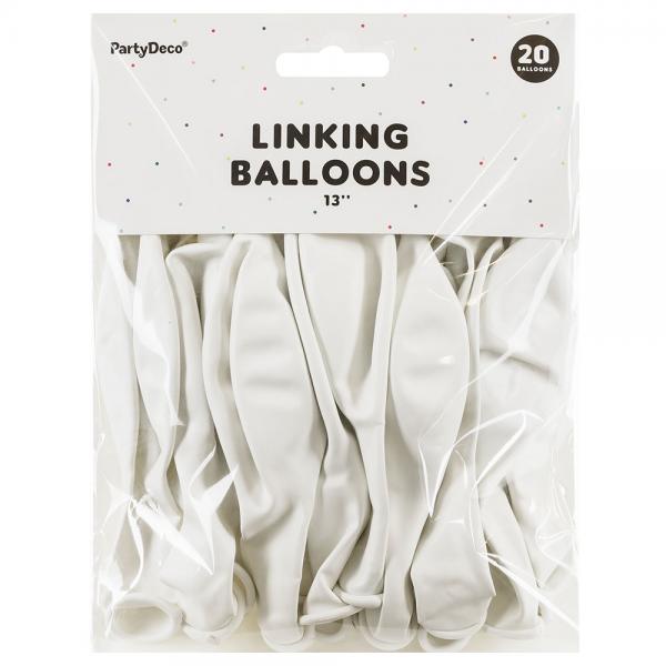 Linking Latexballoner Hvid 20-pak