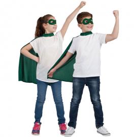 Superhelt Grøn Kappe med Øjenmaske Børn