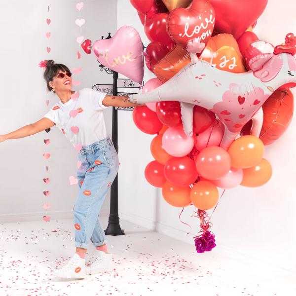 Love Hjerteballon med Pil Pink