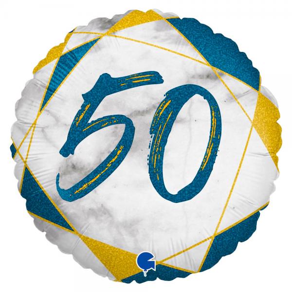 Marble 50 Holografisk Ballon Mrkebl