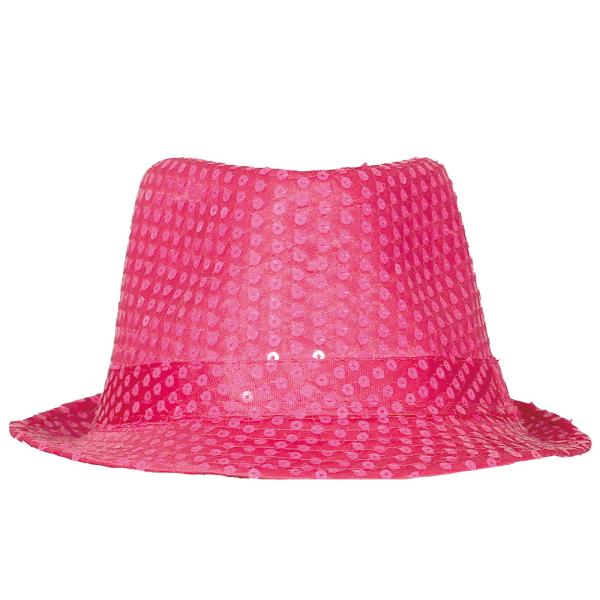 Gangsterhat med Pailletter Neonpink