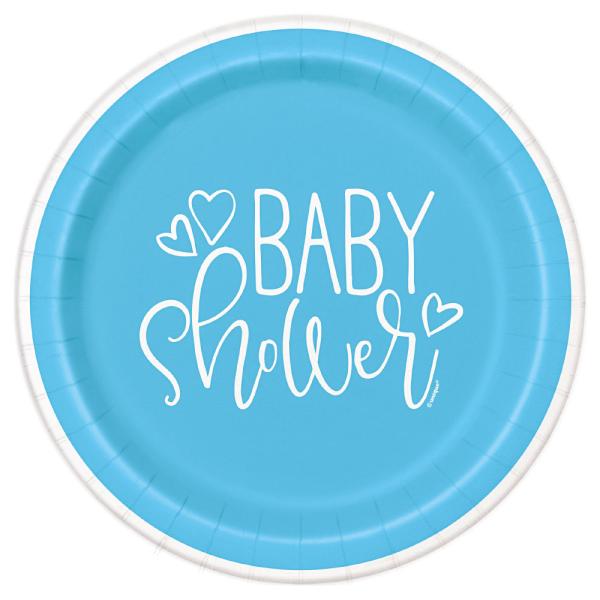 Baby Shower Paptallerkener Lyseblå