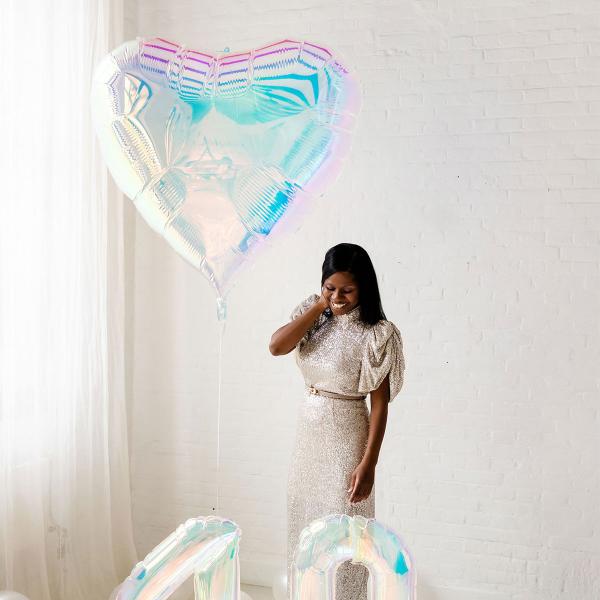 Folieballon Hjerte XXL Iriserende 103 x 107 cm