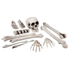 Dekorationss&aelig;t D&oslash;dningehoved og Skeletknogler