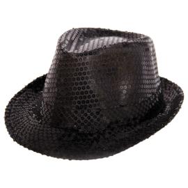 Trilby Hat Sorte Pailletter