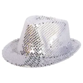 Trilby Hat Sølv Pailletter