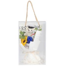 Student Buket Bamse/Blomster 18 x 27 cm