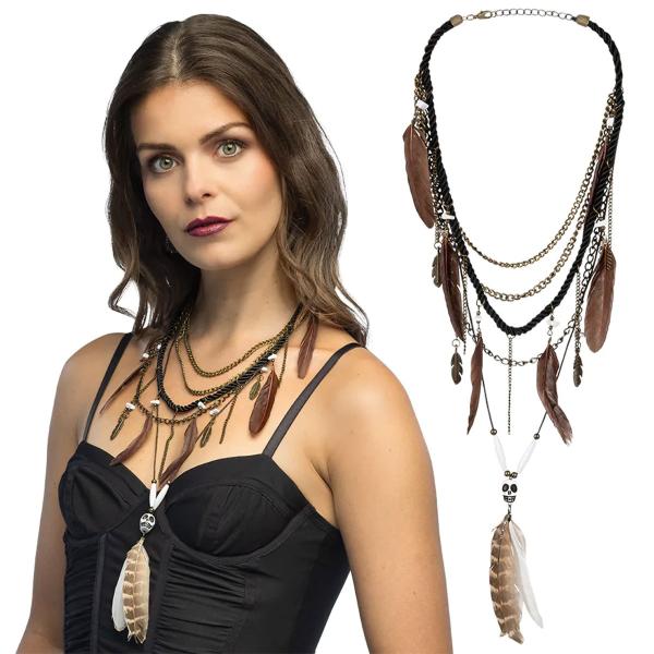 Voodoo Halskæde med Fjer