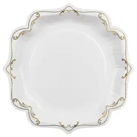 Paptallerkener Ornament Guld/Hvid 26 cm 6-pak