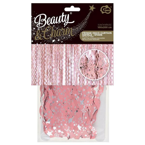 Lyserødt Dørforhæng Swirls med Stjerner