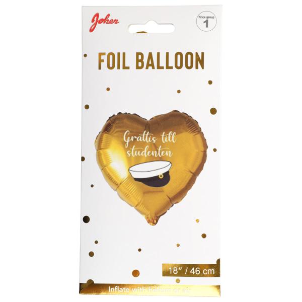 Studentballon Hjerte Guld