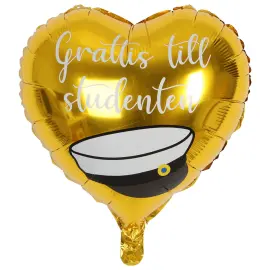 Studentballon Hjerte Guld