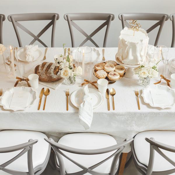 Paptallerkener Ornament Guld/Hvid 26 cm 6-pak