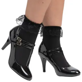 Sorte Sokker med Blonder