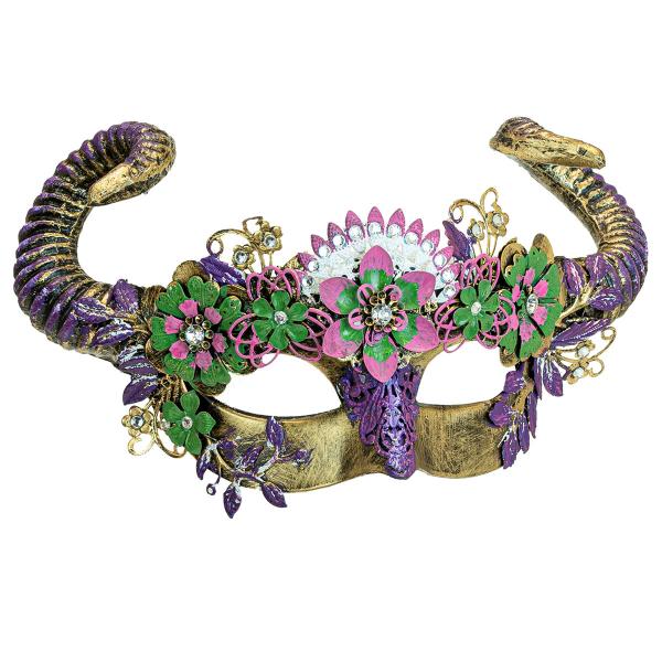 Øjenmaske med Vædderhorn & Blomster