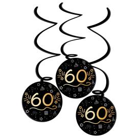 Hængende Dekorationer Sort 60 år 3-pak