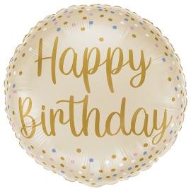Folieballon Happy Birthday Cremefarvet 35 cm