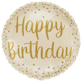 Folieballon Happy Birthday Cremefarvet 35 cm