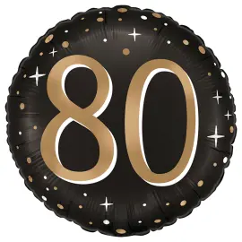 Rund Folieballon Stjerner 80 &aring;r