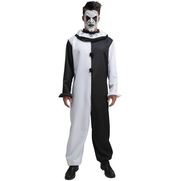 Sort og Hvid Klovnekostume med Maske