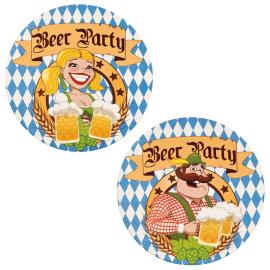 Glasbrikker Beer Party Bl&aring;/Hvid
