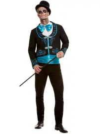 Day of the Dead Kostume Sort og Blå