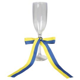 Transparent Champagneglas med Bl&aring;gult B&aring;nd 21 cm