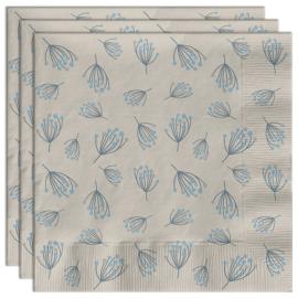 Servietter Blomstrende Beige/Blå 20-pak