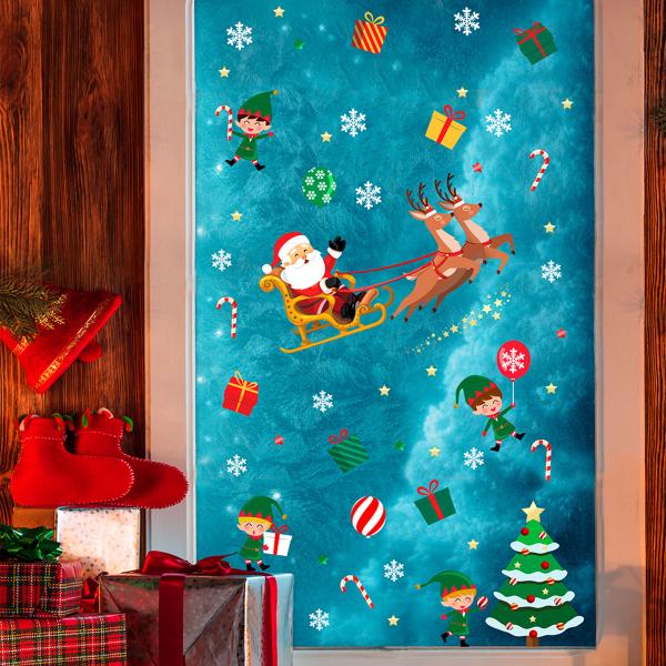 Jul Vinduesklistermærker Julemanden og Nisser