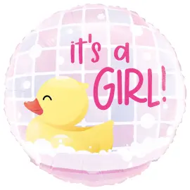 It's a Girl med Badeand Rund Folieballon
