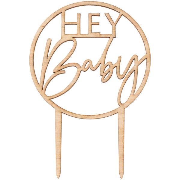 Cake Topper Træ Hey Baby