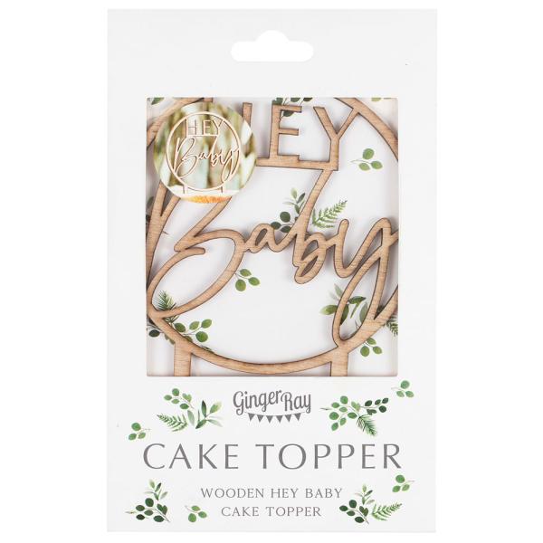Cake Topper Træ Hey Baby