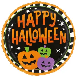 Happy Halloween Rund Folieballon Gr&aelig;skar