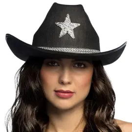 Cowboyhat med Stjerne Sort