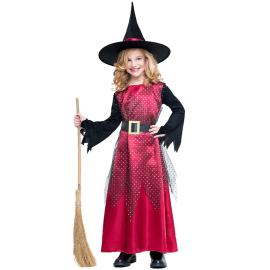 Heks Kostume Rød/Sort Børn
