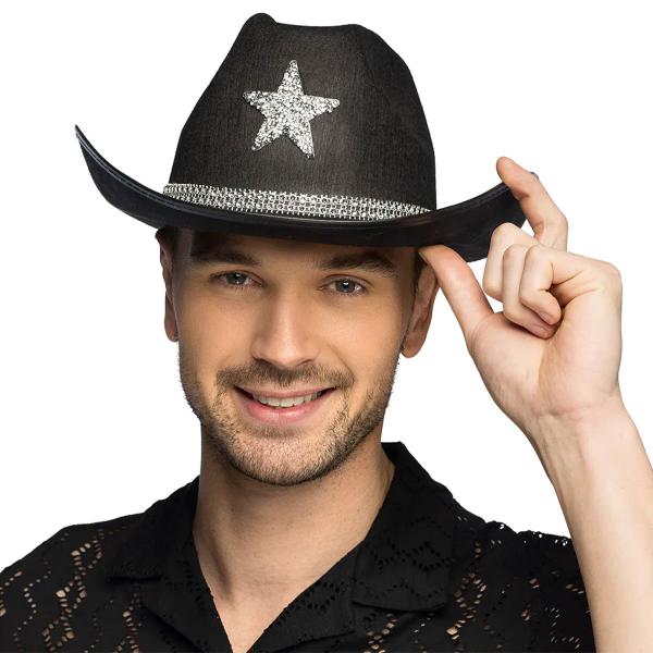 Cowboyhat med Stjerne Sort