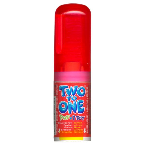 Two To One Slik med Legetøj Jordbær og Citron