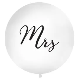 Mrs Kæmpestor Latexballon Hvid og Sort