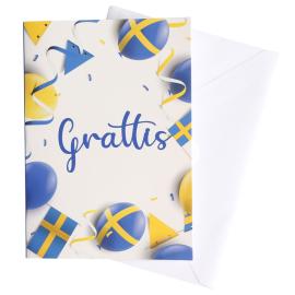 Sveriges Kort med Kuvert Grattis 17 x 12 cm