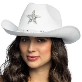 Cowboyhat med Stjerne Hvid