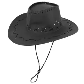 Deluxe Cowboyhat med Snor Sort