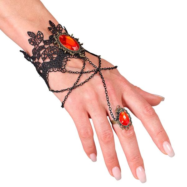 Blondearmbånd med Ring Sort/Rød