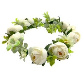 Blomsterkrans med Hvide Pæoner