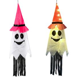 Hængende Spøgelse med LED-lys 100 cm