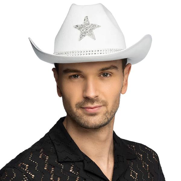 Cowboyhat med Stjerne Hvid