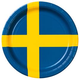 Paptallerkener Svenske Flag 8-pak