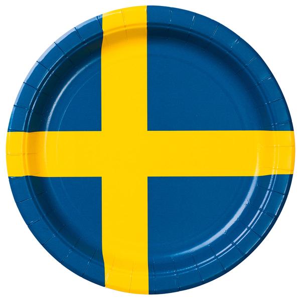 Paptallerkener Svenske Flag 8-pak
