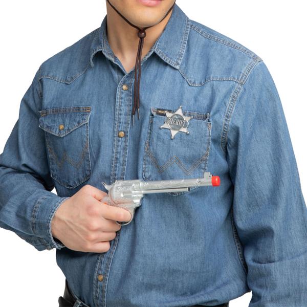 Cowboyrevolver med Sherifstjerne Sølv