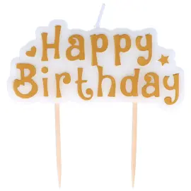 Happy Birthday Kagelys Guldfarvet
