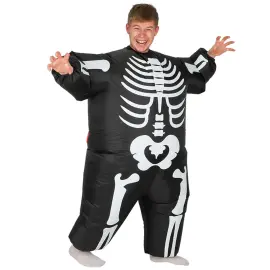 Oppusteligt Skeletkostume Sort/Hvid